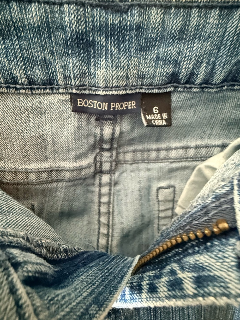 Boston Proper Light Blue Straight Leg Jeans with Black Floral Embroidery - Picture 3 of 3
